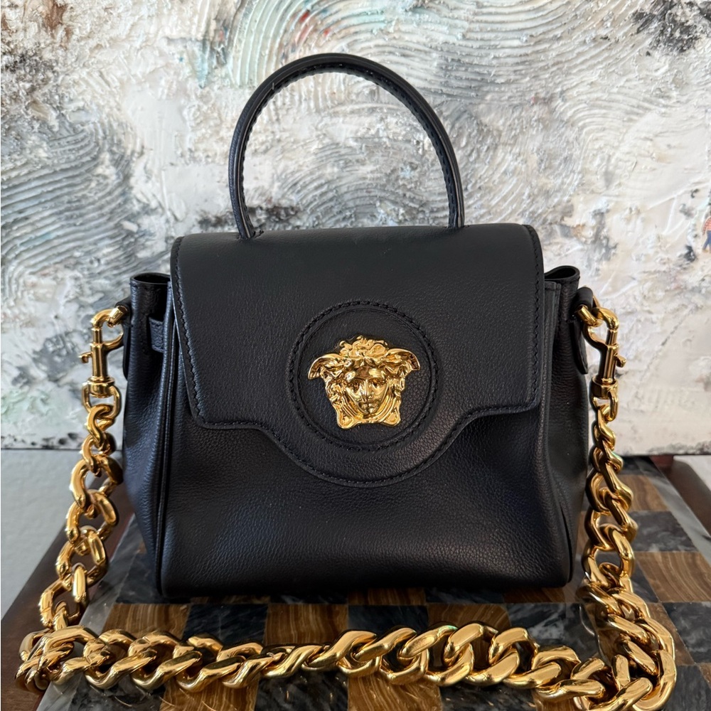 Versace Mini Bag in Black with Gold Chain